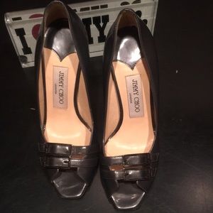 Jimmy choo Patent leather open toe heel barely used